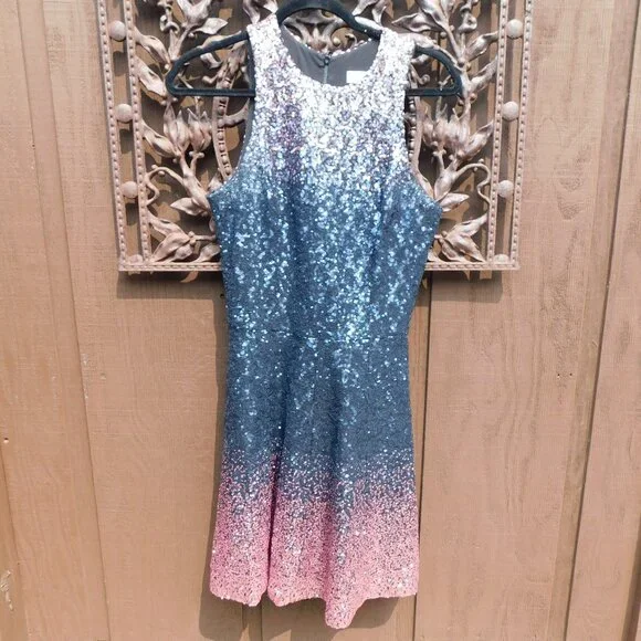 princess polly baby blue dress 100% Silk White and Wedgewood Blue Ombre Short Dress